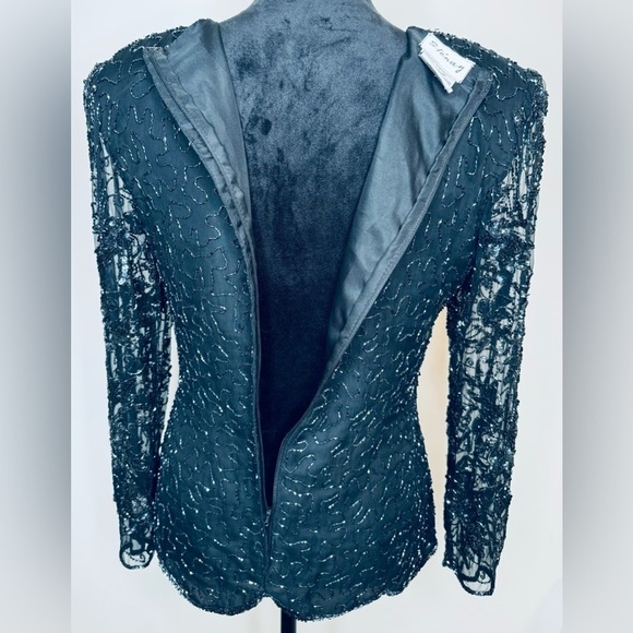 Stenay Women’s Vintage Black Beaded V-Neck Blouse Size M - Picture 6 of 11